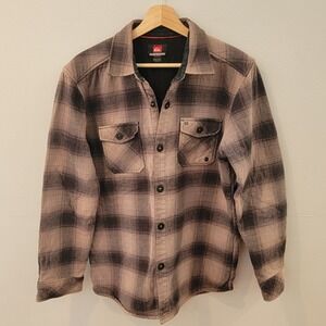 Quicksilver Surf Days Plaid Polar Fleece Flannel Shirt‎ Shacket Mens Size Medium